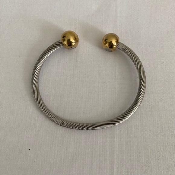 SABONA of England Professional Steel Twist Magnetic Bracelet with Gold Balls - Picture 2 of 5